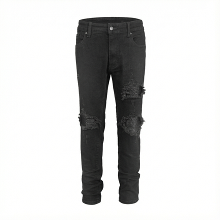 Destroyed Biker Denim - Black