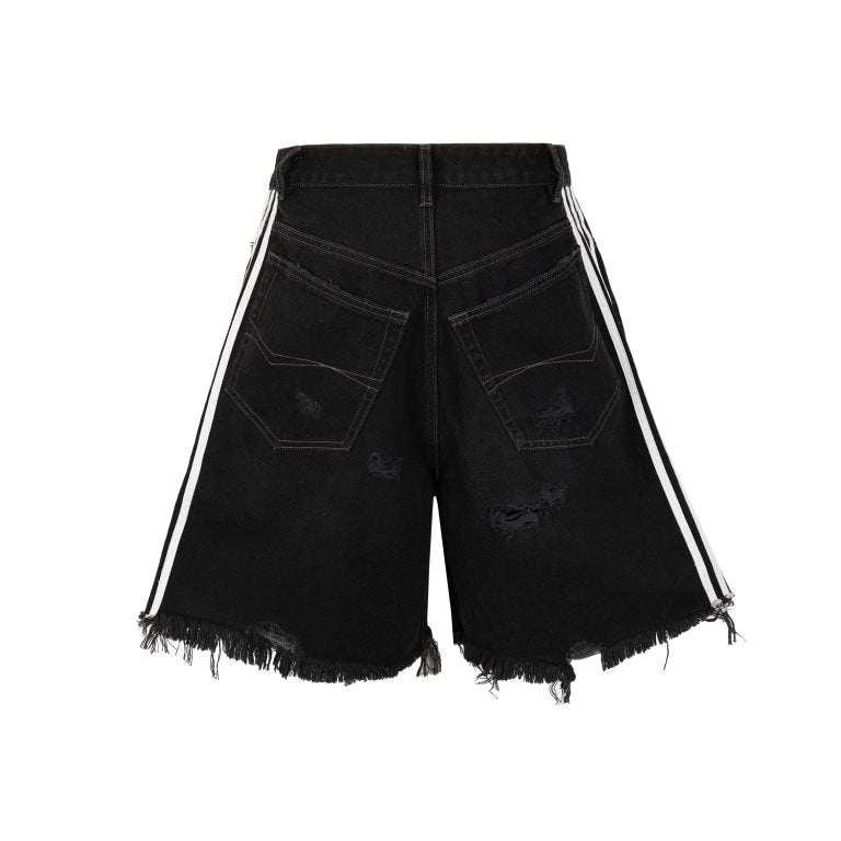 Distressed Baggy Track Shorts