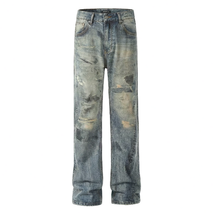 Straight Denim | Distressed Indigo