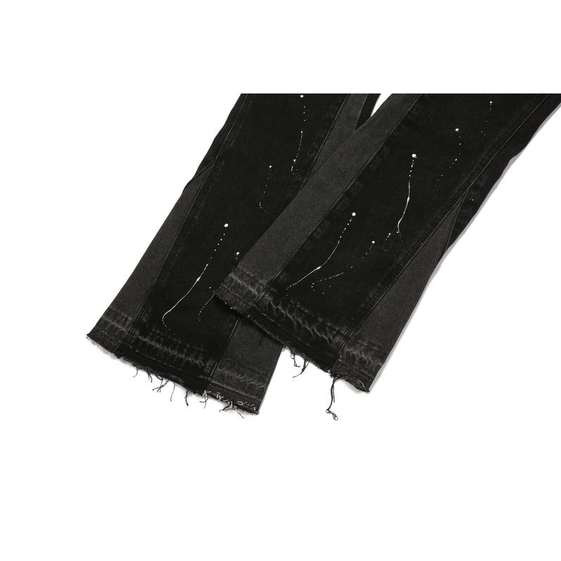 Flare Denim - Paint Splattered Black