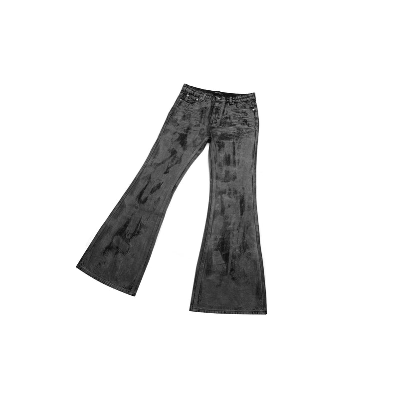 Flare Denim - Distressed Grey