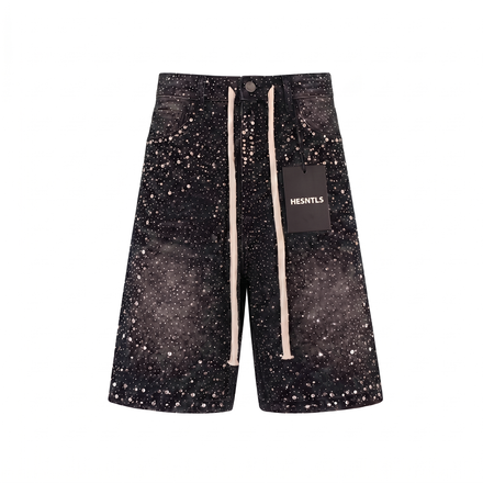 Rhinestone Denim Jorts | Black