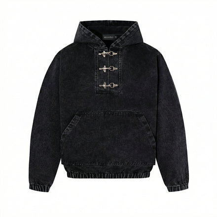 Industrial Clasp Hoodie | Washed Black