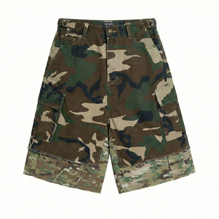Dual-Camo Layered Cargo Jorts