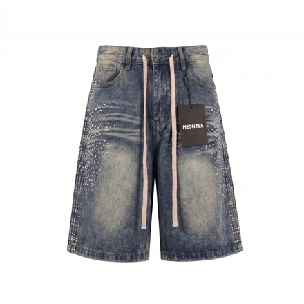 Rhinestone Denim Jorts | Palms Indigo