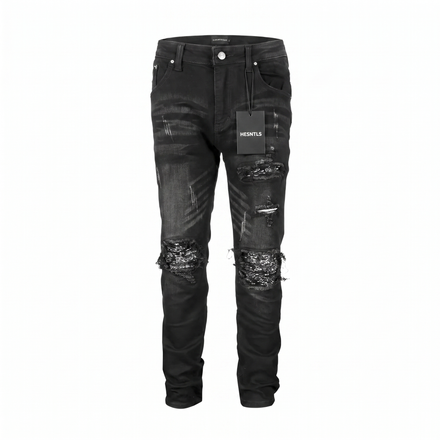 NV2 | Washed Black Denim w/ Black Paisley Patch