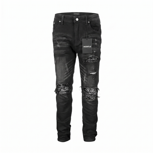 NV2 | Washed Black Denim w/ Black Paisley Patch