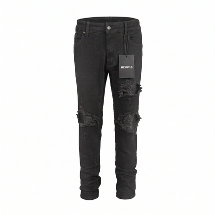 Destroyed Biker Denim - Black