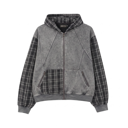 Panel Patchwork Hybrid Hoodie | Ash