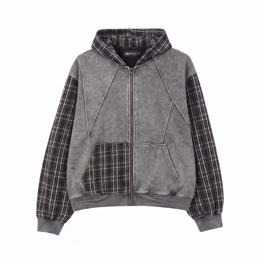 Panel Patchwork Hybrid Hoodie | Ash
