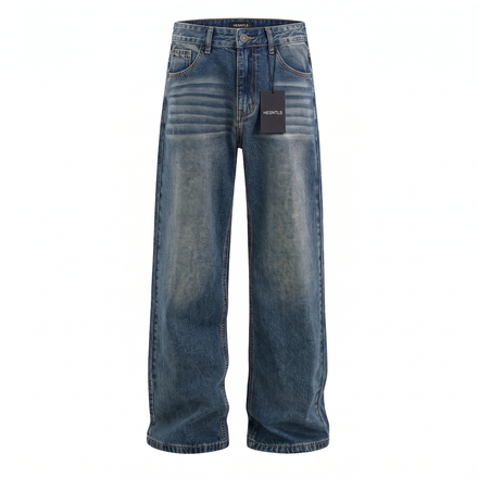 H-08 Whiskered Washed Denim