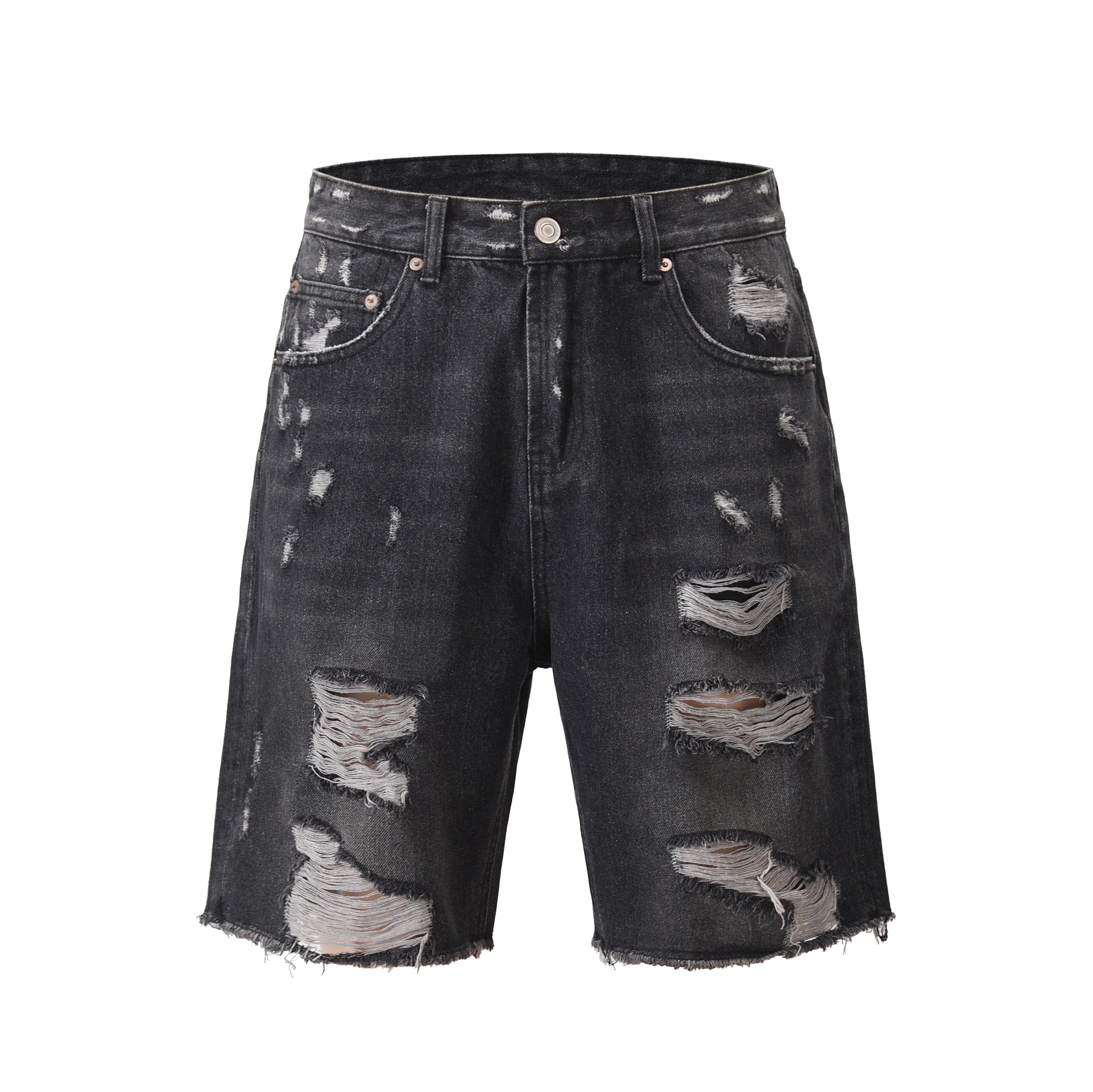 Ripped Denim Shorts v2 - Washed Black – H.ESNTLS