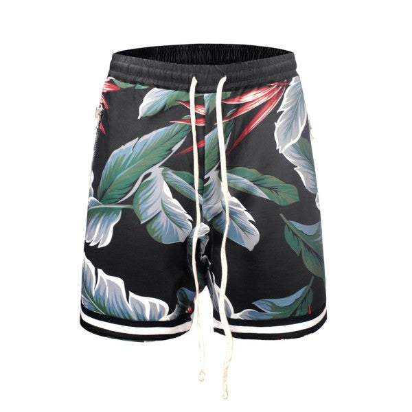 Floral Shorts - Black/Green/Beige