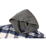 Hooded Flannel Jacket - Beige/Navy