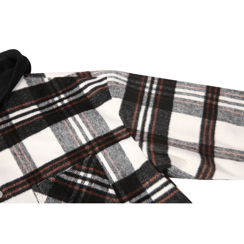 Hooded Flannel Jacket - Cream/Brown
