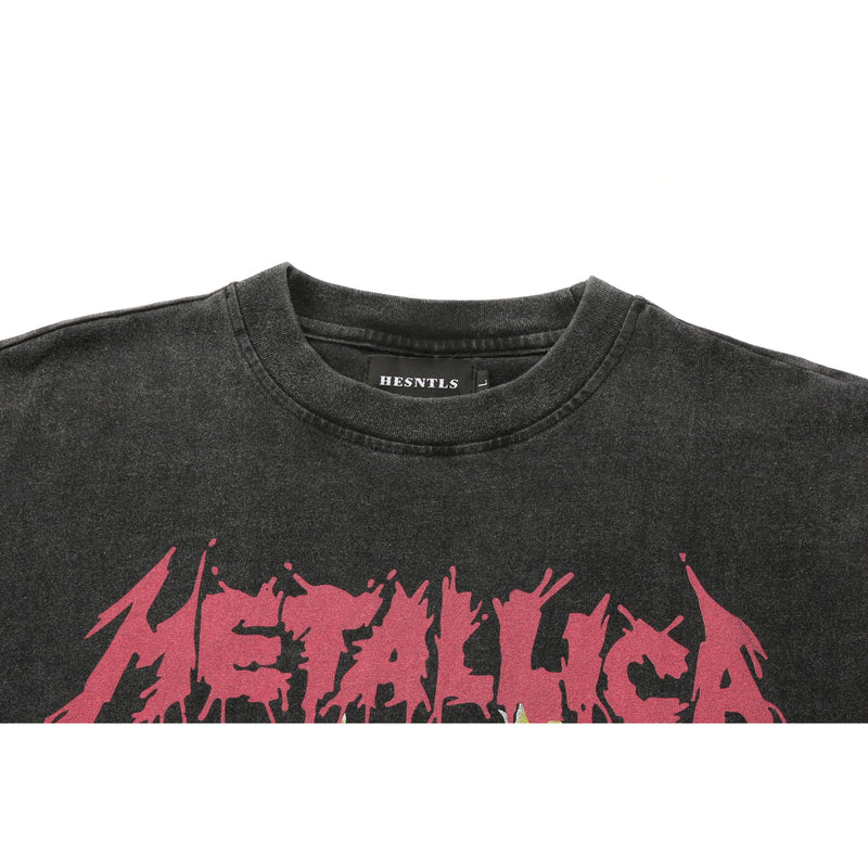 Vintage Washed T Shirt - Metallica Red